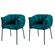 1 Kit 2 Cadeiras Joy Rivatti 63 cm -Largura- Estofado em Tecido Azul Entardecer e Base em Aco Preto
